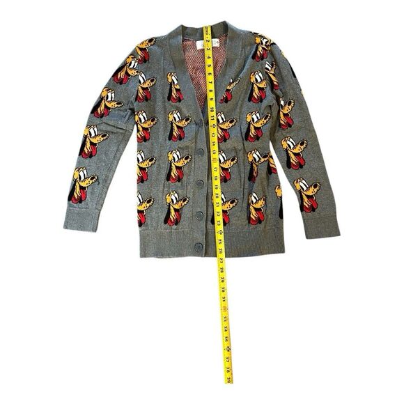 VTG Disney Pluto Cardigan Sweater Knitwear Character Graphic Gray Womens XS - Picture 4 of 9
